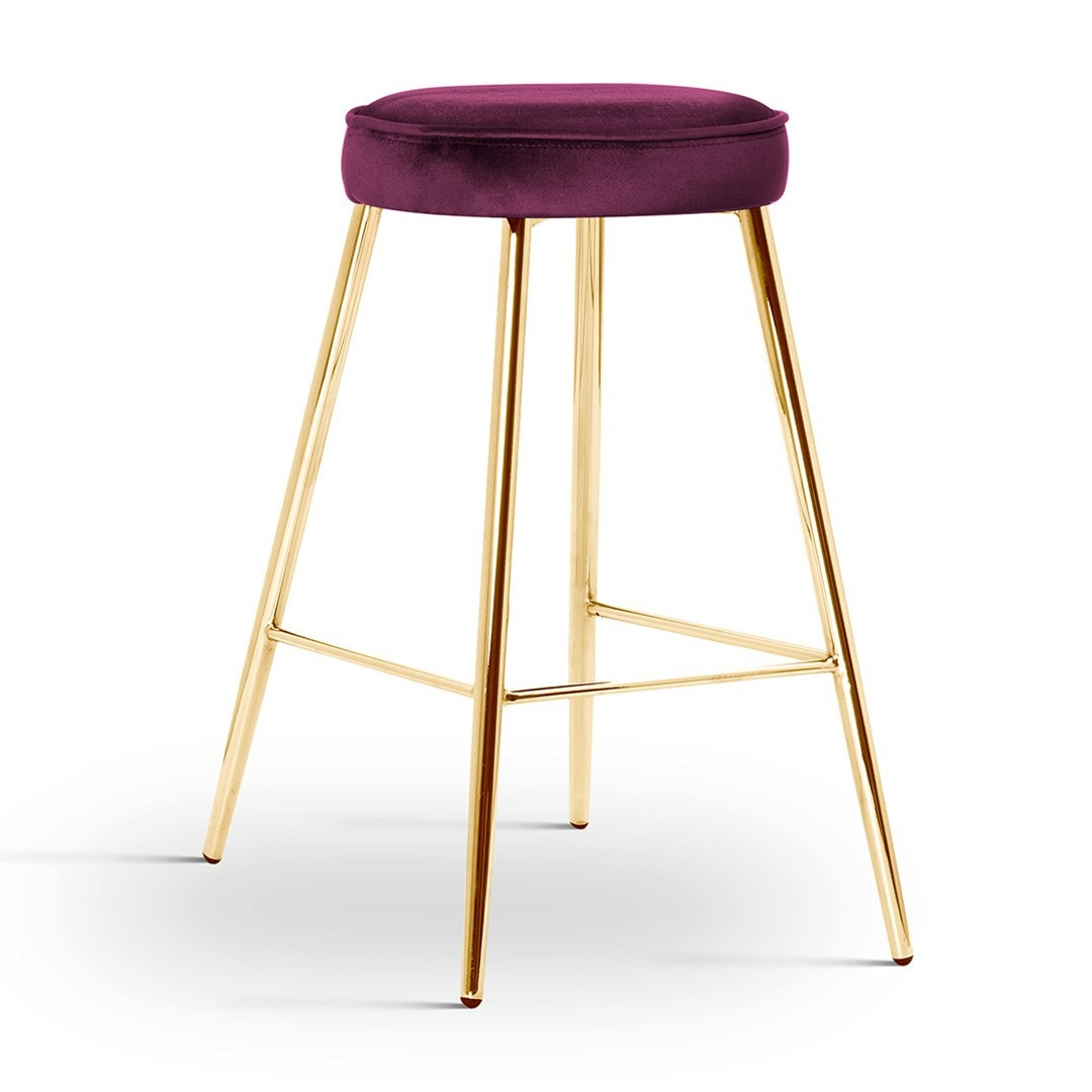 Scaun de bar Circo burgundy picioare gold - H68 cm