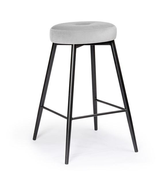 Scaun de bar Circo gri picioare negru - H68 cm