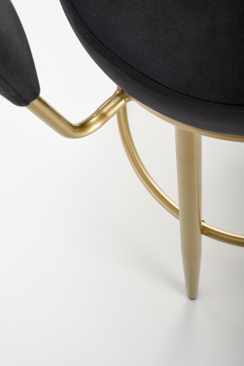 Scaun de bar tapitat H115 velvet negru - 4 | YEO