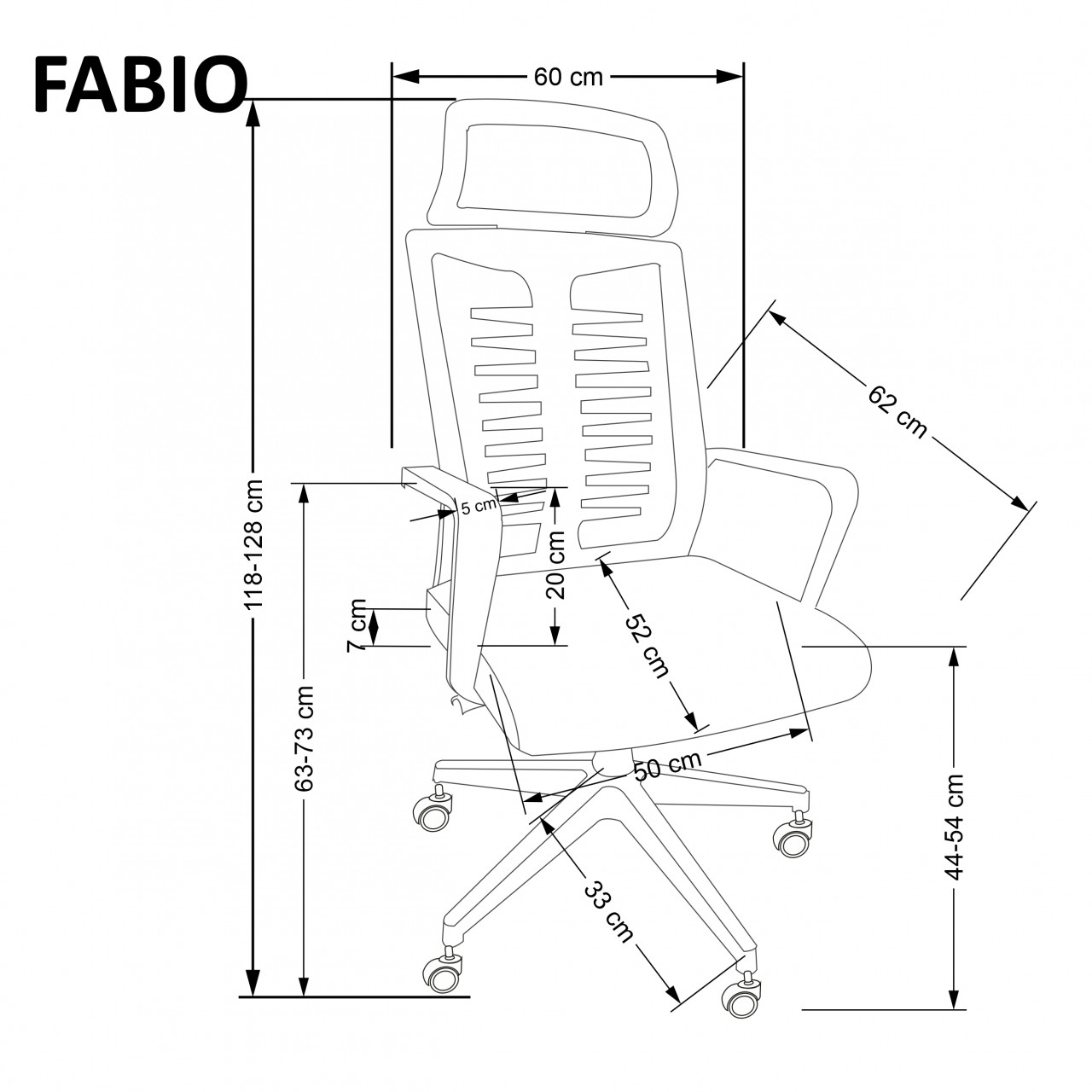 Scaun de birou Fabio negru H128 cm - 2 | YEO