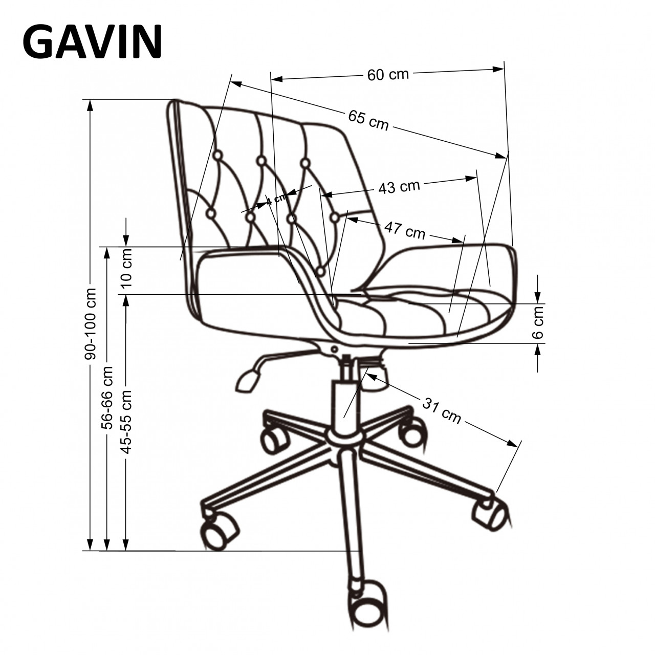 Scaun de birou Gavin nuc/negru H100 cm - 4 | YEO