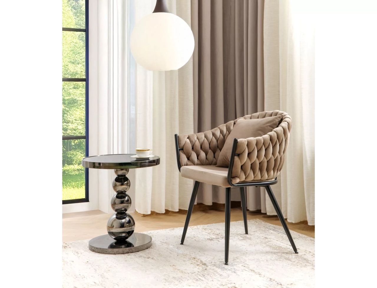 Scaun Nuvo velvet bej inchis/negru Blu40 - 4 | YEO