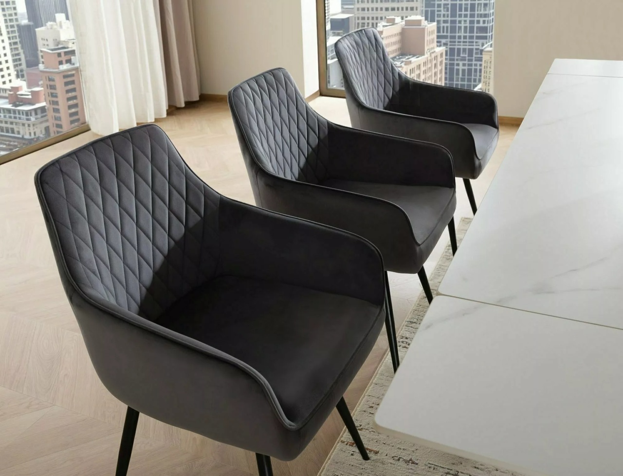 Scaun rotativ Marlo velvet negru/negru Blu19 - 4 | YEO
