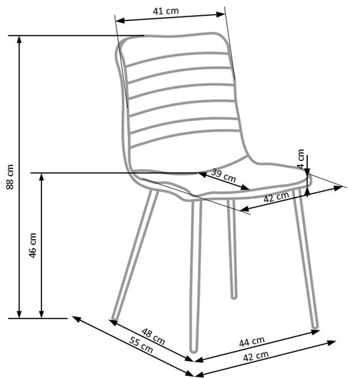 Scaun tapitat K251 gri - H 88 cm - 5 | YEO