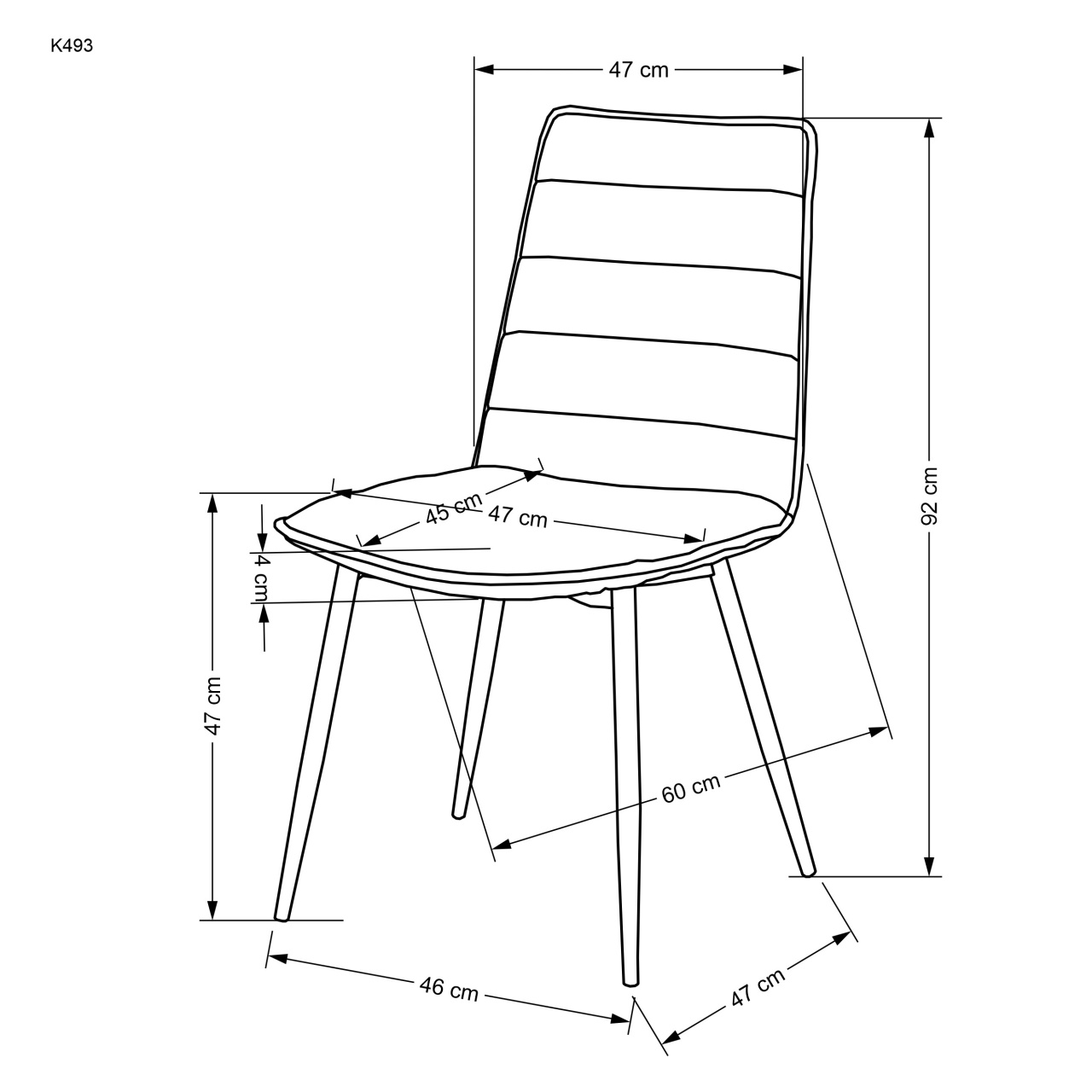 Scaun tapitat K493 mustariu - H92 cm - 3 | YEO