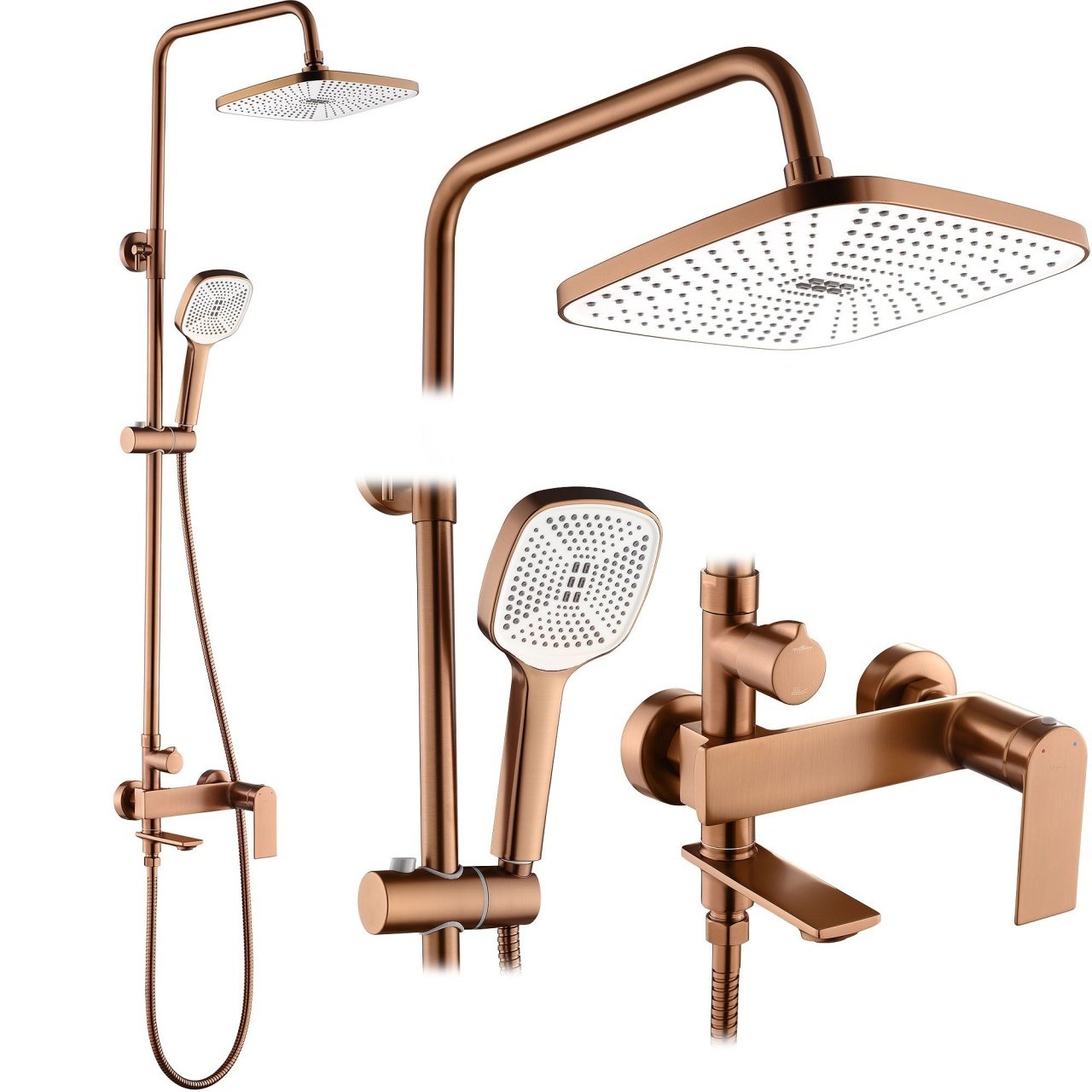 Set baterie de dus Storm cupru periat