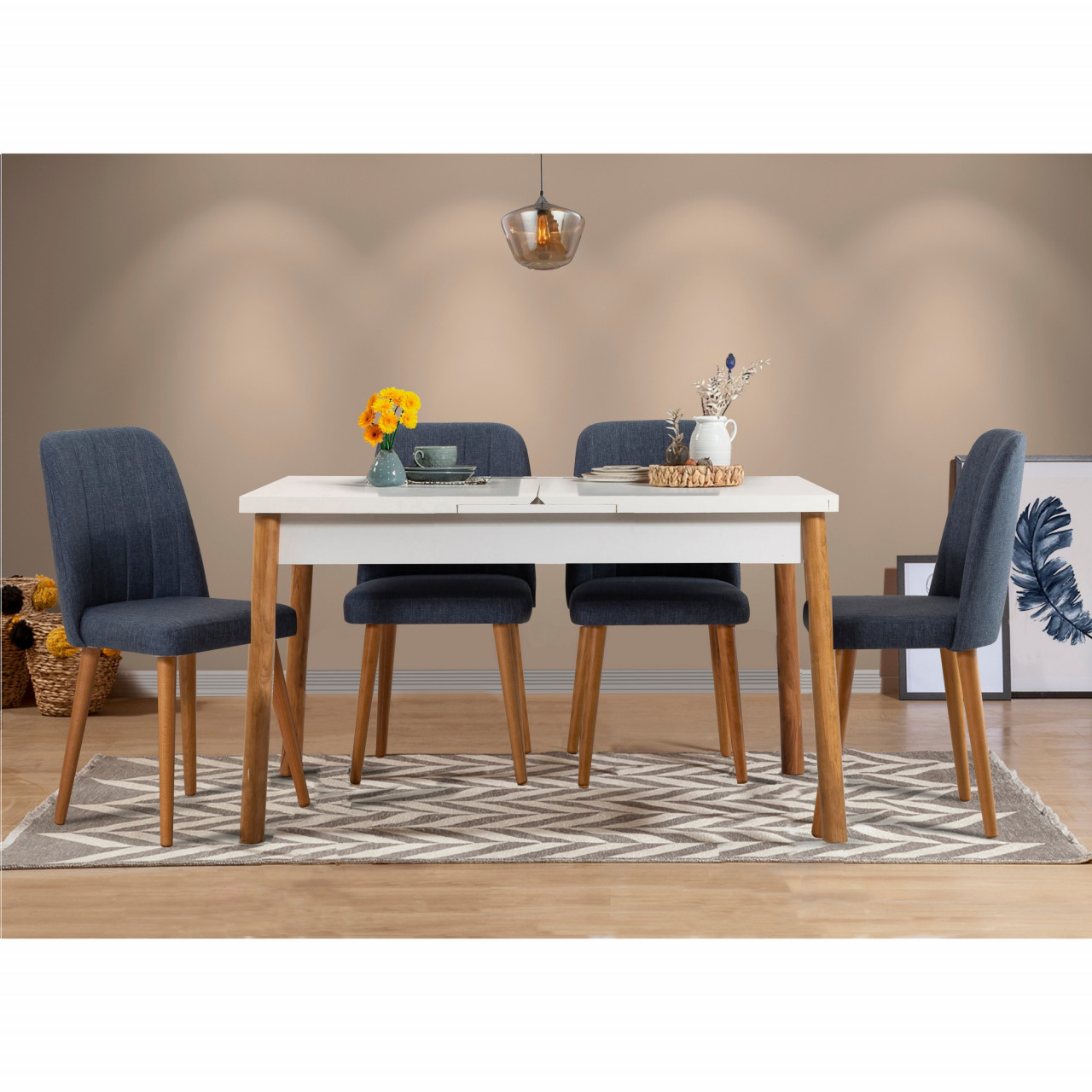 Set masa extensibila si scaune (5 piese) Santiago Atlantic Navy Blue