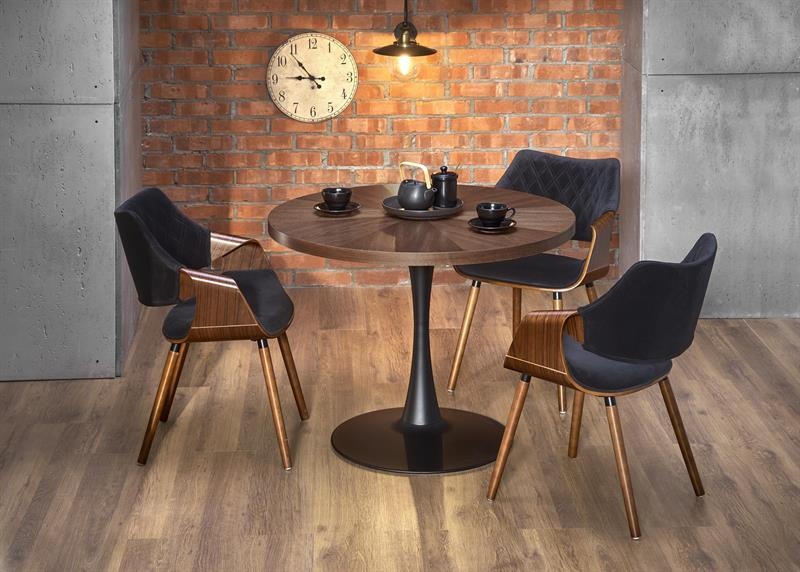 Set masa rotunda Carmelo ø100 cm + 4 scaune K396 nuc/negru