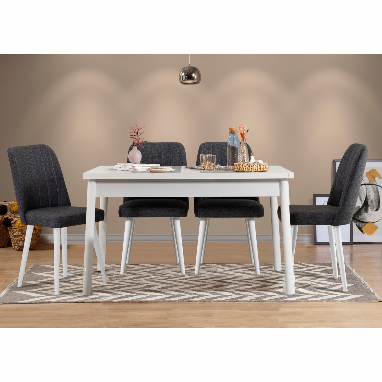 Set masa si scaune (5 piese) Costa White-Anthracite