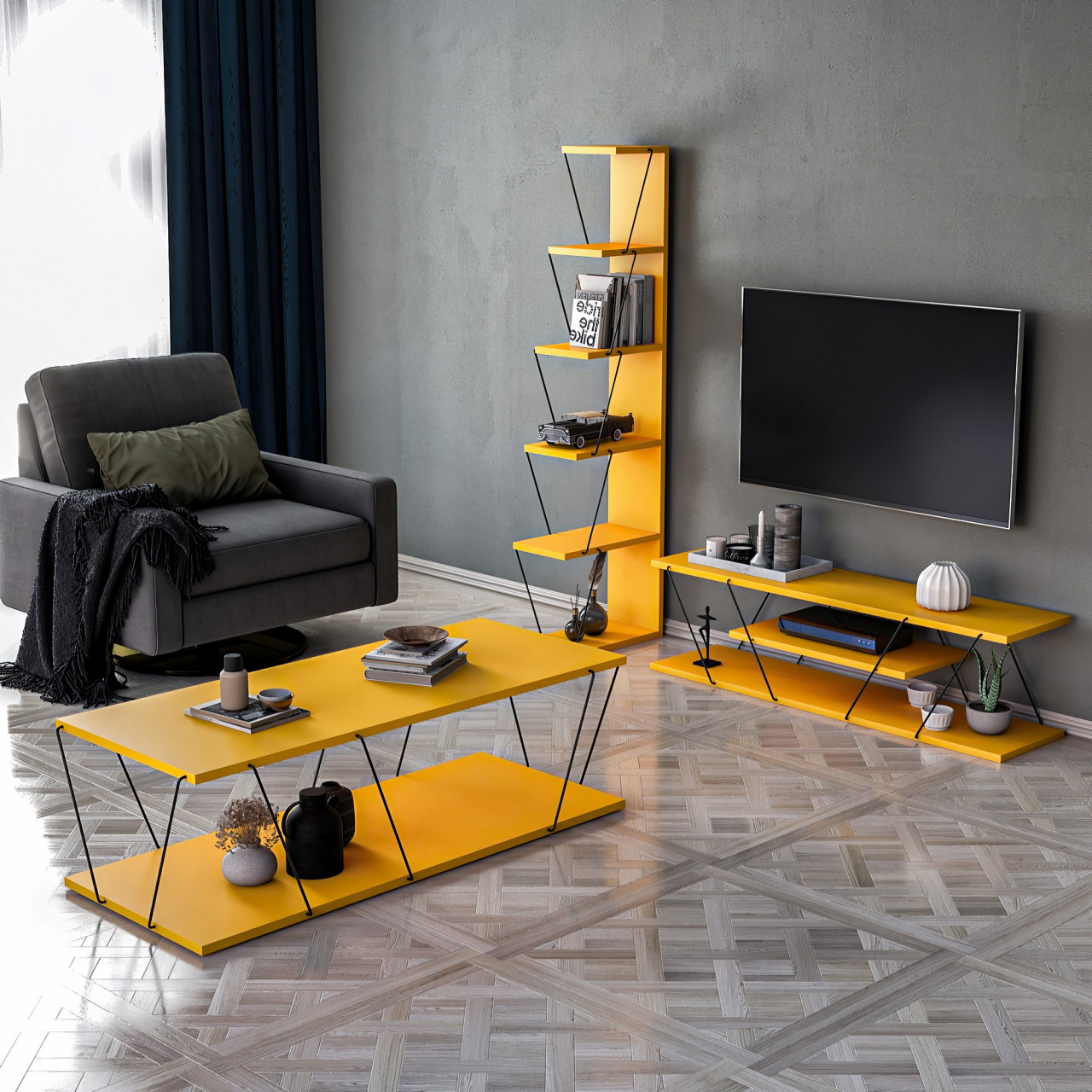 Set mobilier living Epsilon galben