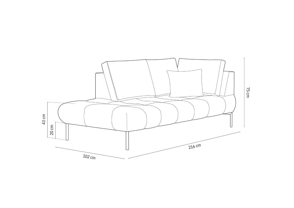 Sezlong Hasting 2 locuri catifea H75 cm - 3 | YEO