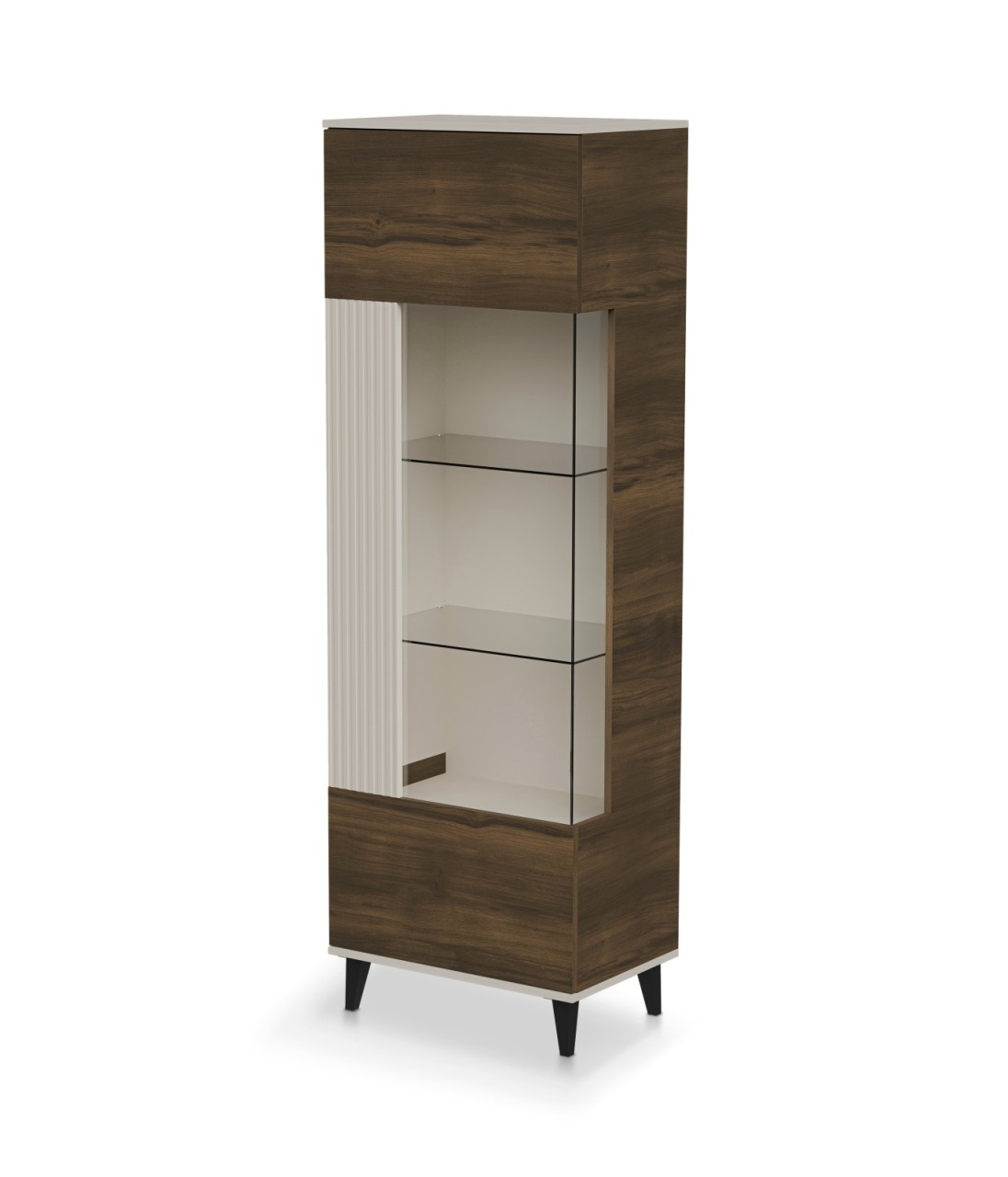 Vitrina Random 2 W-1 casmir/nuc/negru H182 cm