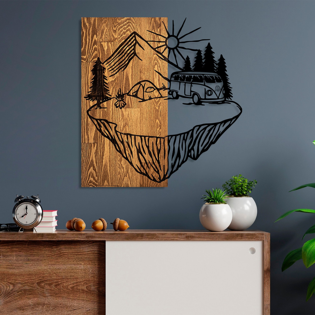 Accesoriu decorativ de perete din lemn Camp life