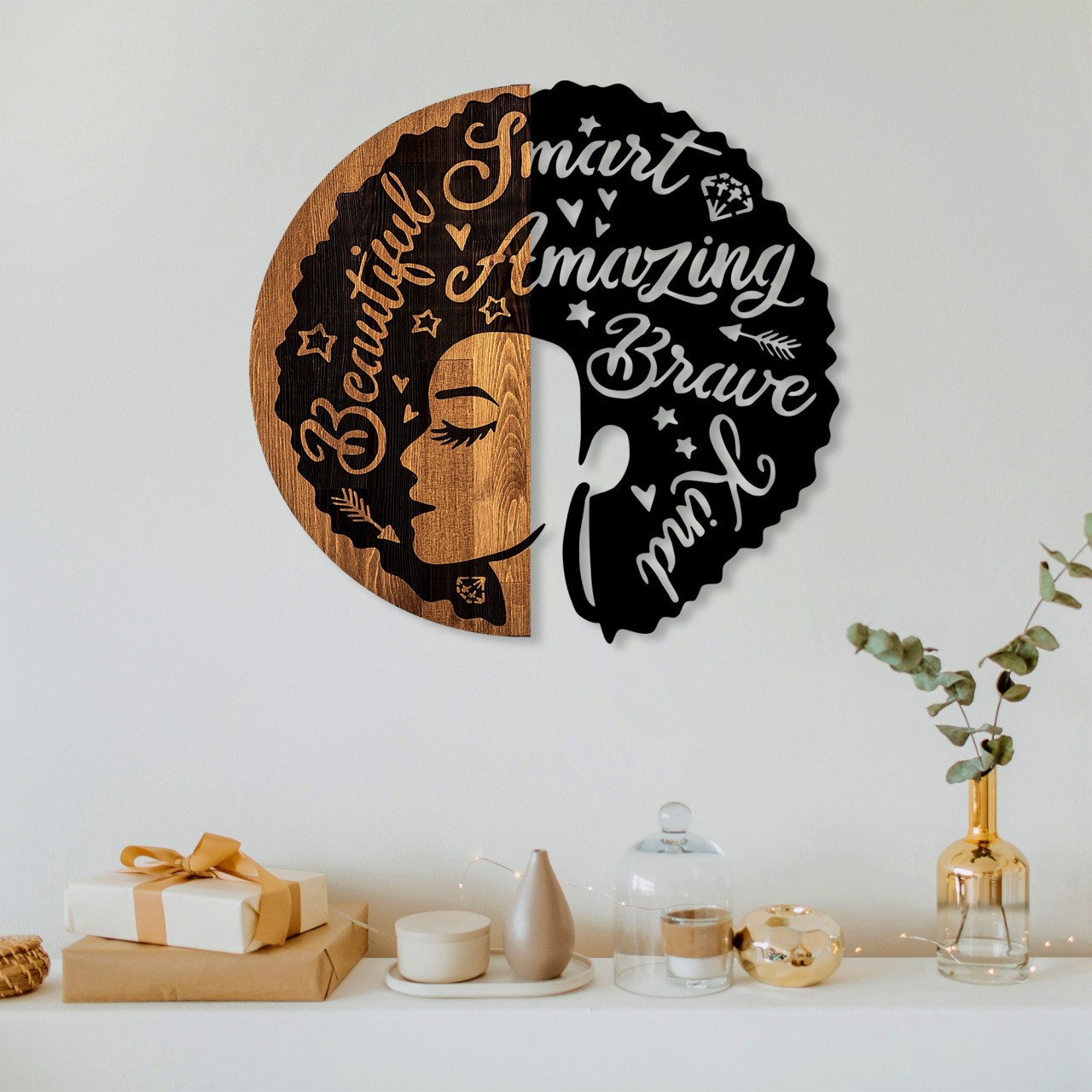 Accesoriu decorativ de perete din lemn Female