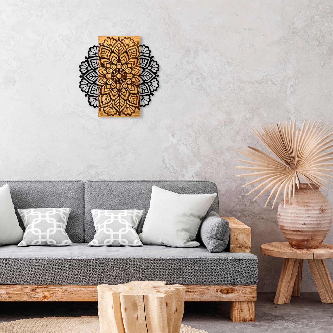 Accesoriu decorativ de perete din lemn Mandala 2