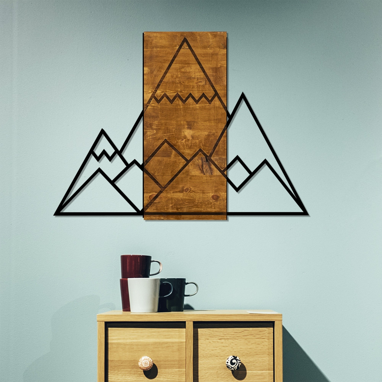 Accesoriu decorativ de perete din lemn Mountain