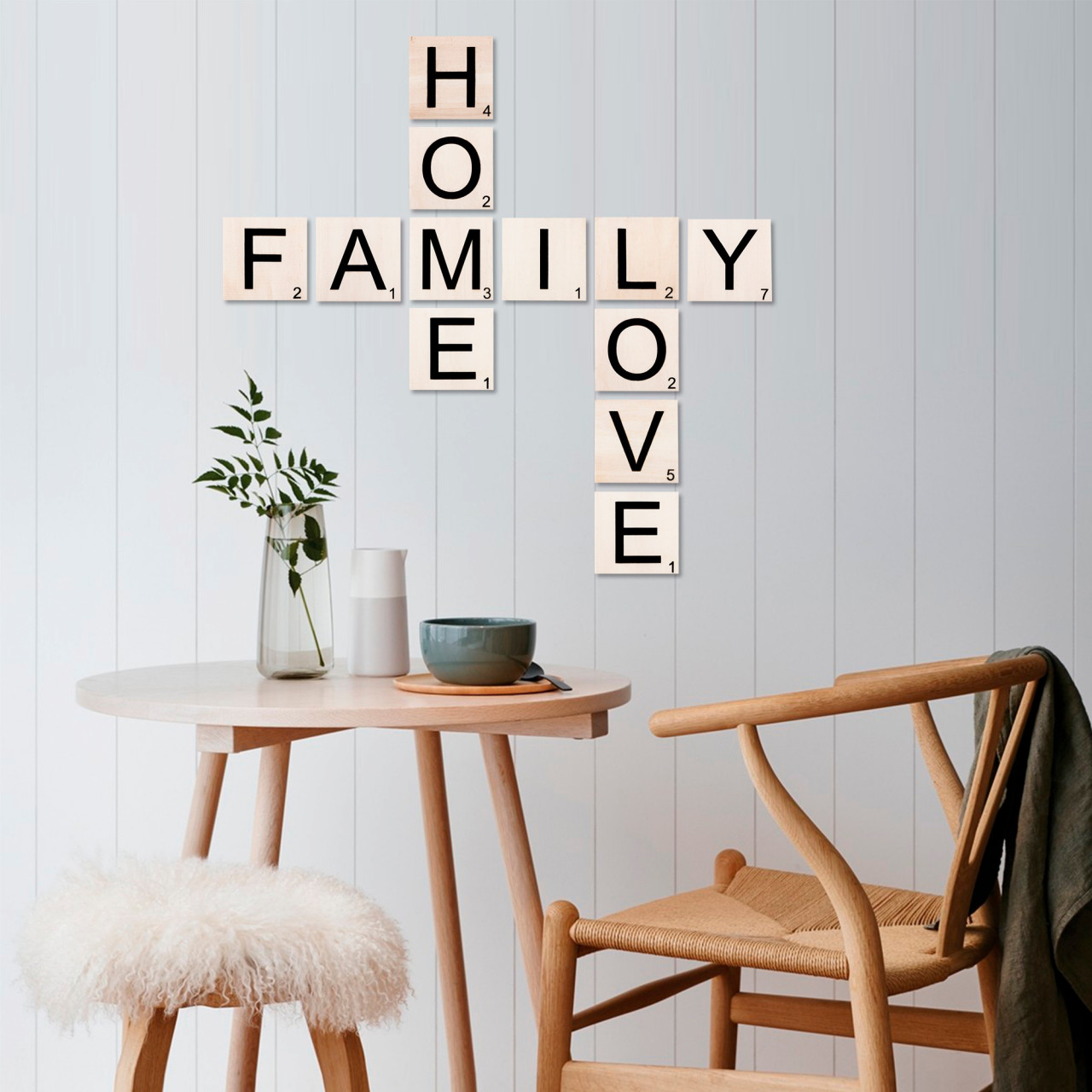 Accesoriu decorativ de perete din lemn Scrabble Set - 4