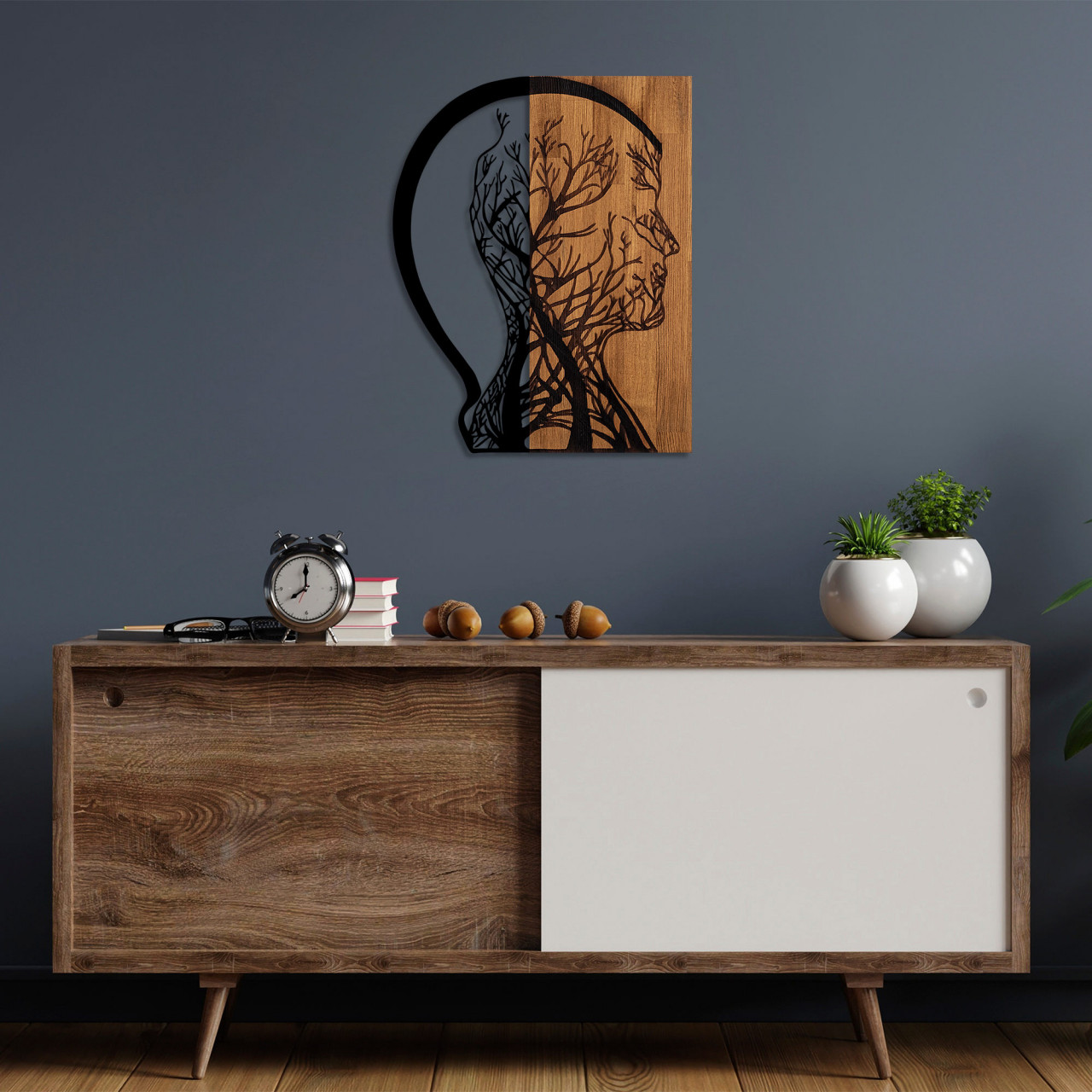 Accesoriu decorativ de perete din lemn Tree Man