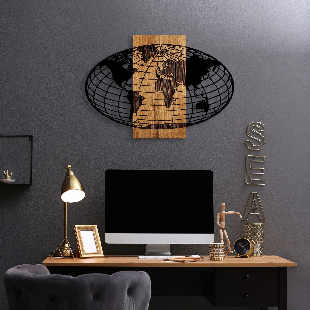 Accesoriu decorativ de perete din lemn Wold map - 332