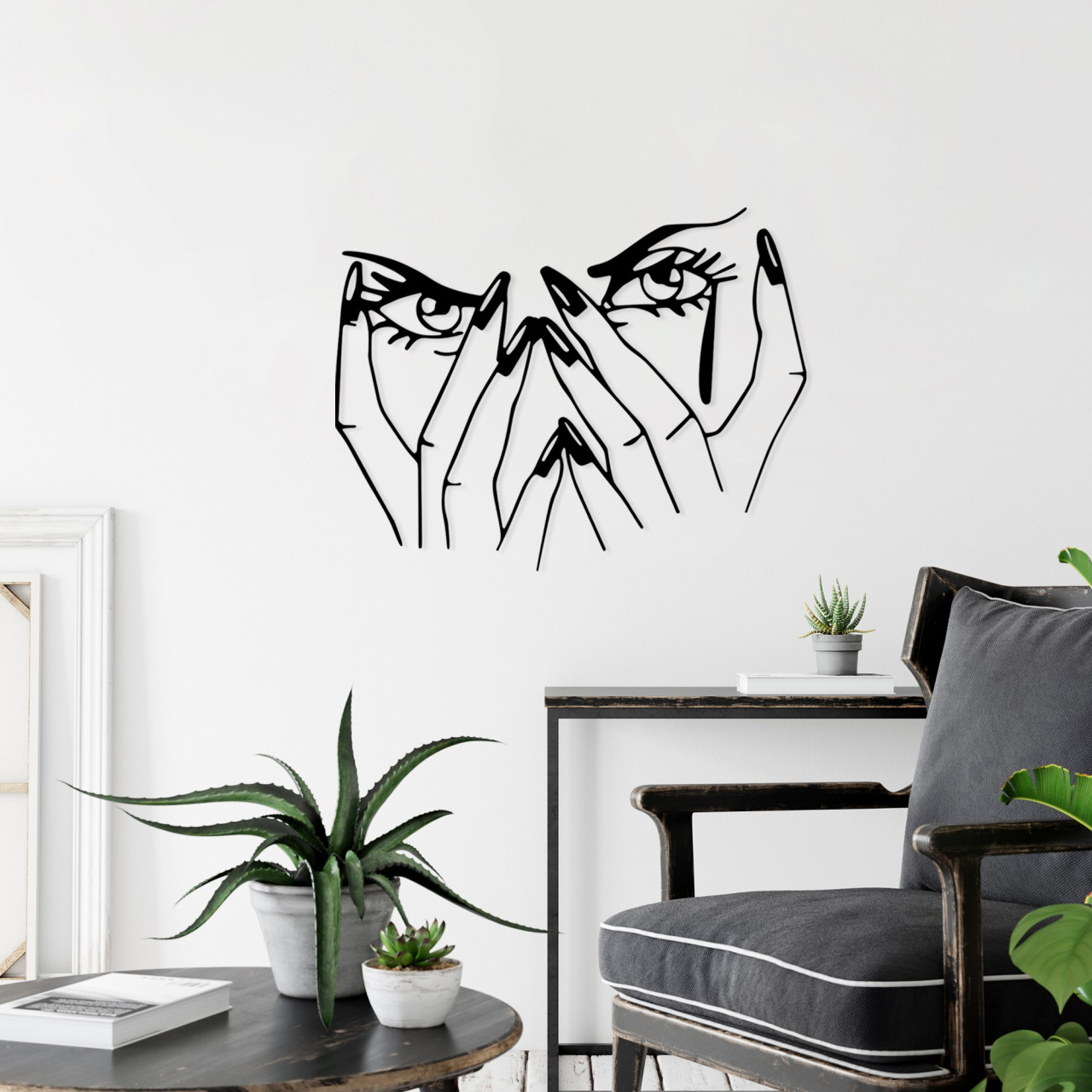 Accesoriu decorativ de perete metalic Woman Eyes
