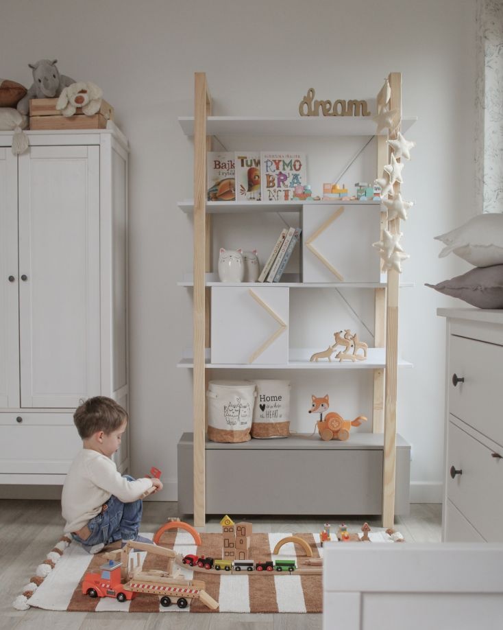 Biblioteca Pinette alb/gri/pin H190,3 cm - 4 | YEO