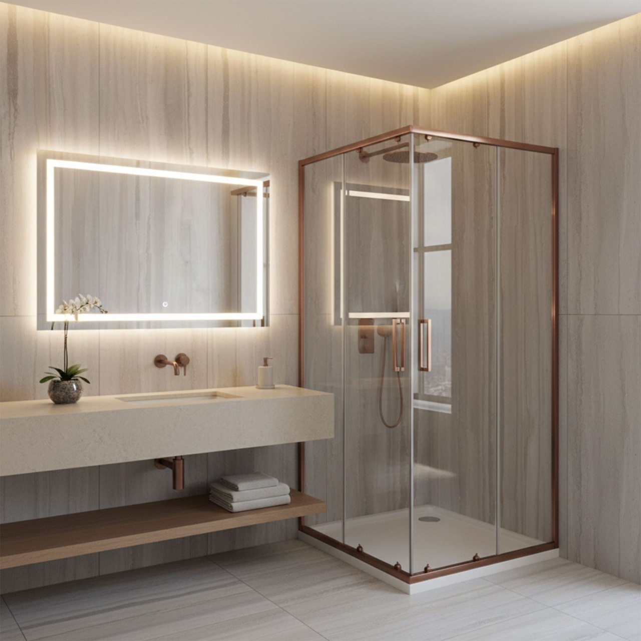 Cabina de dus Rea City 90x90 Brush Copper