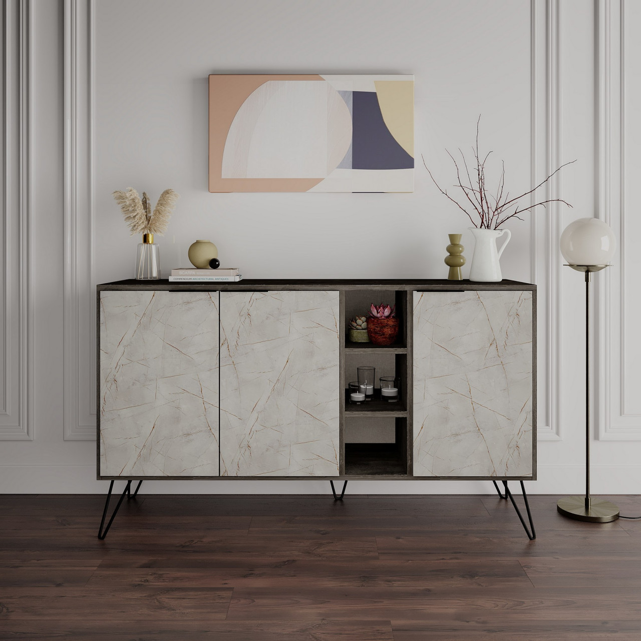 Consola Clara MDF maro inchis L142 cm - H83 cm