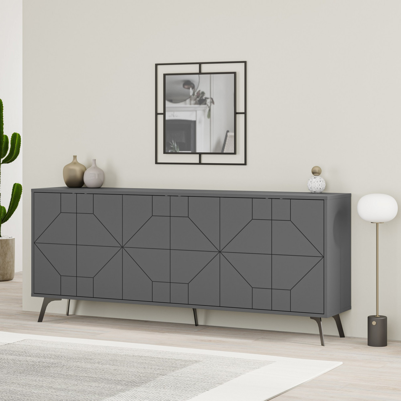 Consola Dune antracit MDF L183,8 cm - H77,4 cm