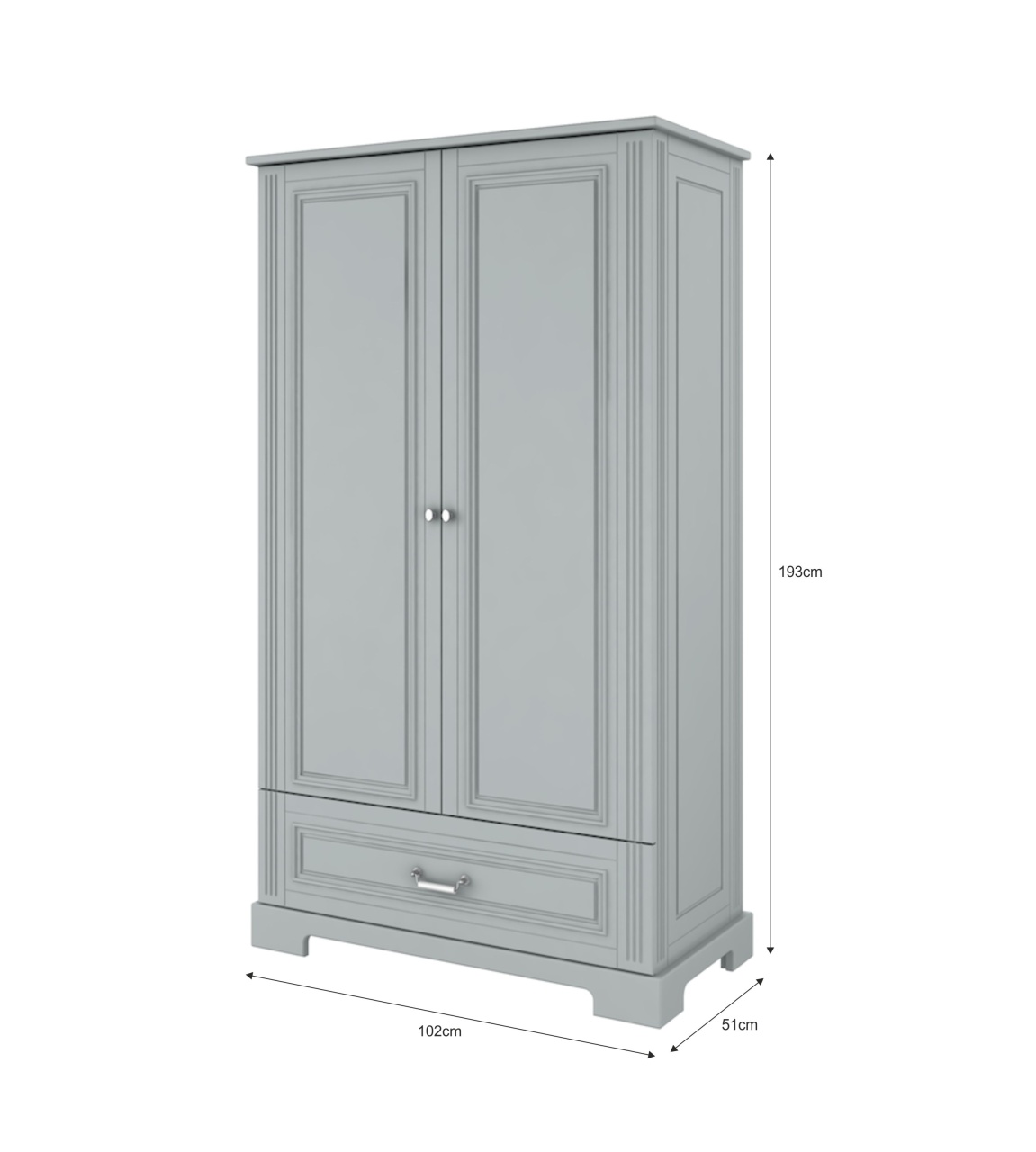 Dulap elegant Ines gri H193 cm - 3 | YEO