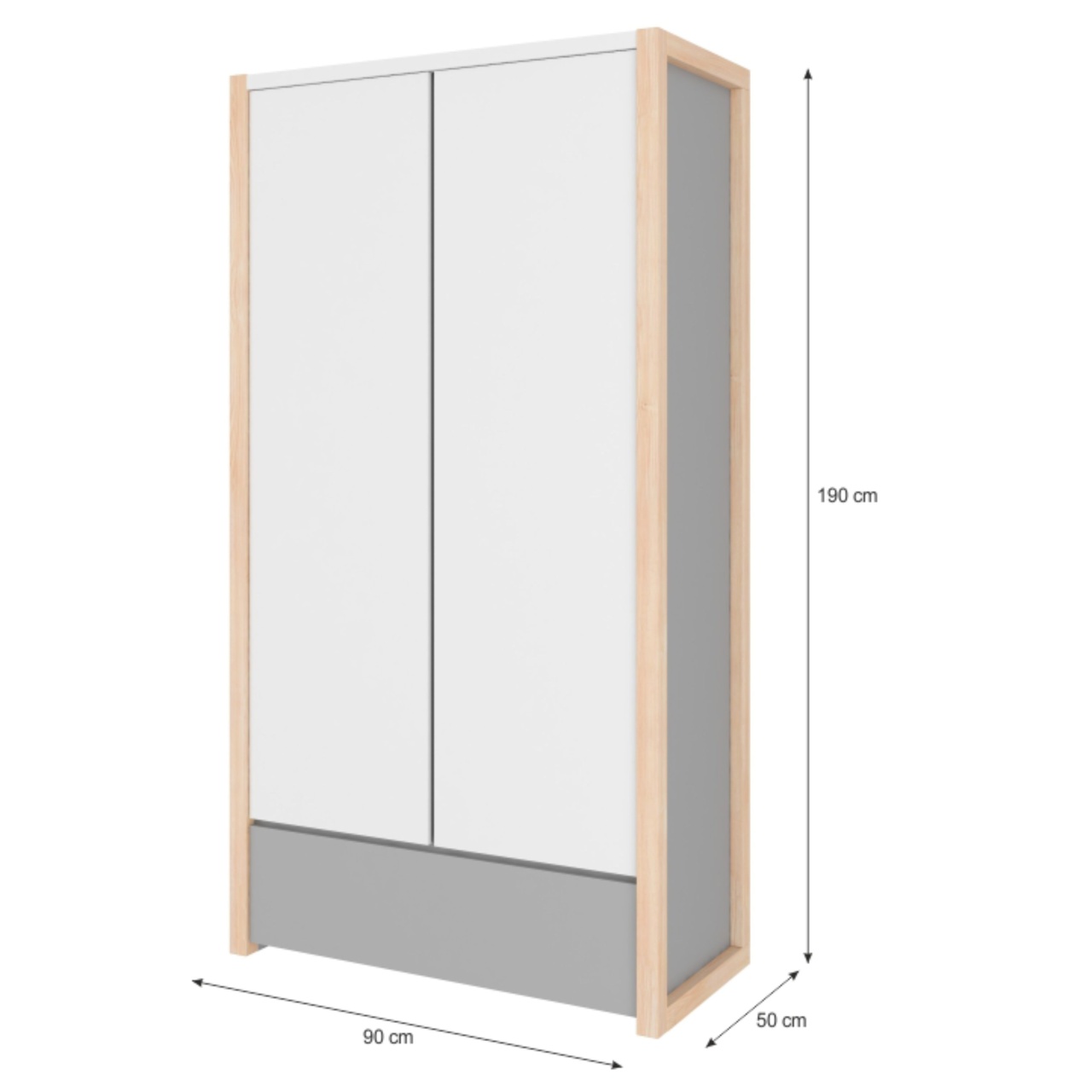 Dulap Pinette alb/gri/pin H190 cm - 5 | YEO