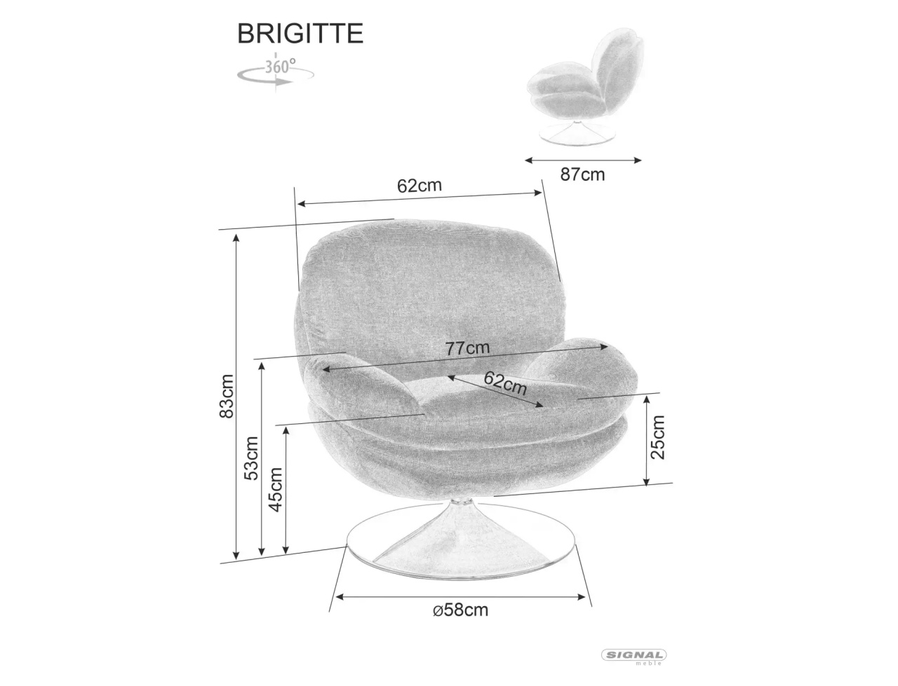 Fotoliu Brigitte bej deschis/crom Brego22 - 4 | YEO
