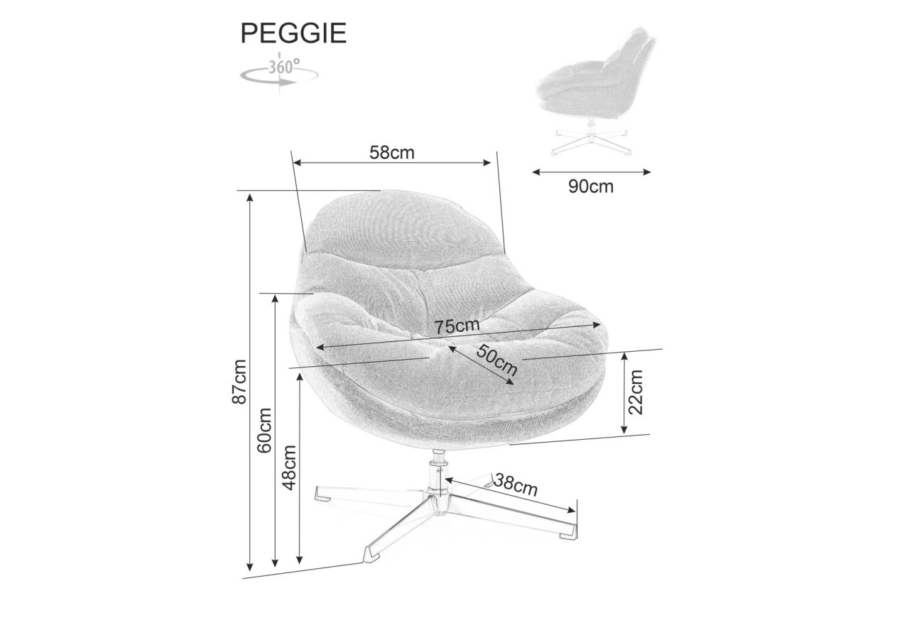 Fotoliu Peggie stofa gri Tap.234/bej Tap.235 - 3 | YEO