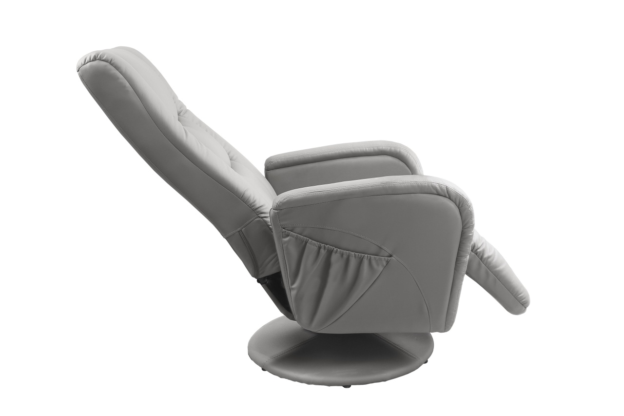 Fotoliu recliner cu functie de masaj Pulsar piele ecologica gri H106 cm - 3 | YEO