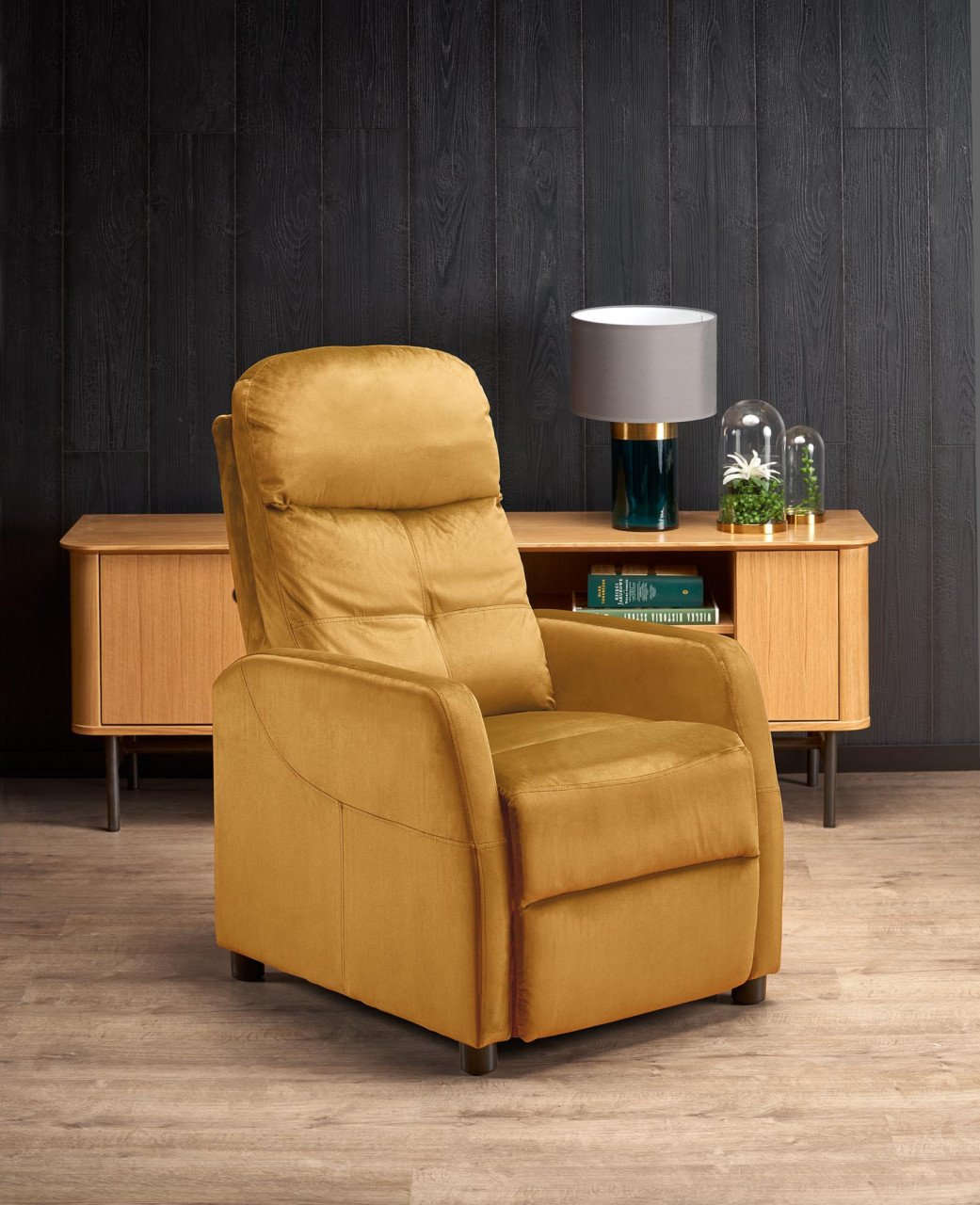 Fotoliu recliner Felipe 2 velvet mustariu H103 cm - 4 | YEO