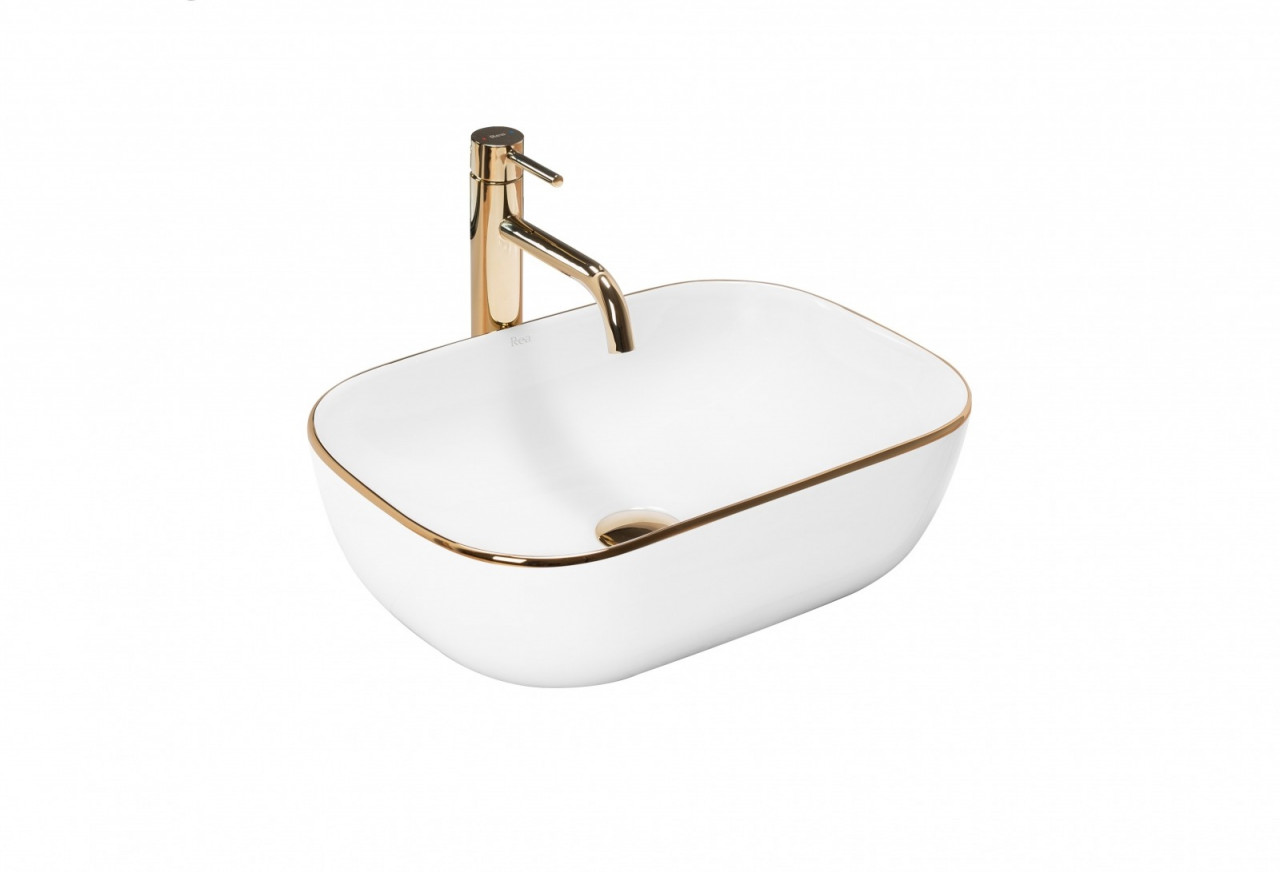 Lavoar Belinda Alb Gold Edge ceramica sanitara - 46,5 cm