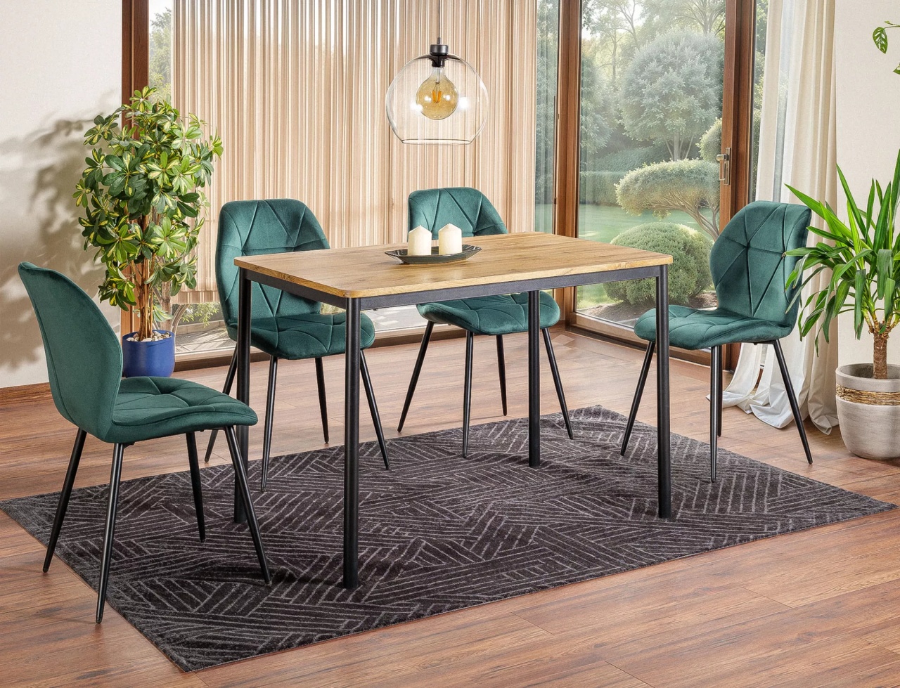 Masa City stejar artizan/negru L110xl75 cm - 2 | YEO