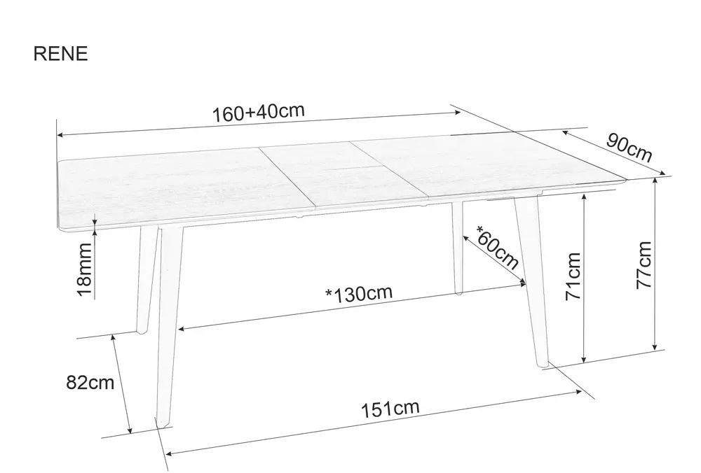 Masa extensibila Rene marmura gri/negru L160-200 cm - 3 | YEO