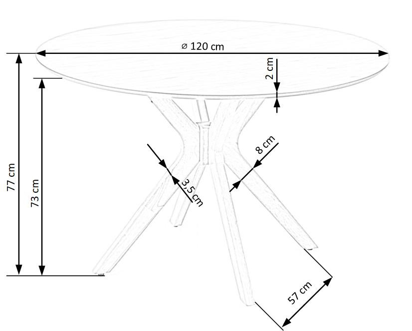 Masa rotunda Nicolas stejar - d120 x h77 cm - 2 | YEO