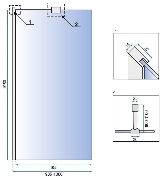 Paravan de dus Aero N 100 transparent - 4 | YEO