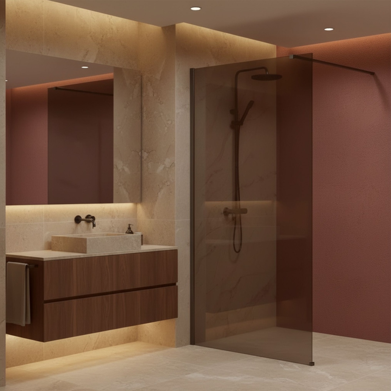 Paravan de dus Rea Flexi Brown / Titan 80