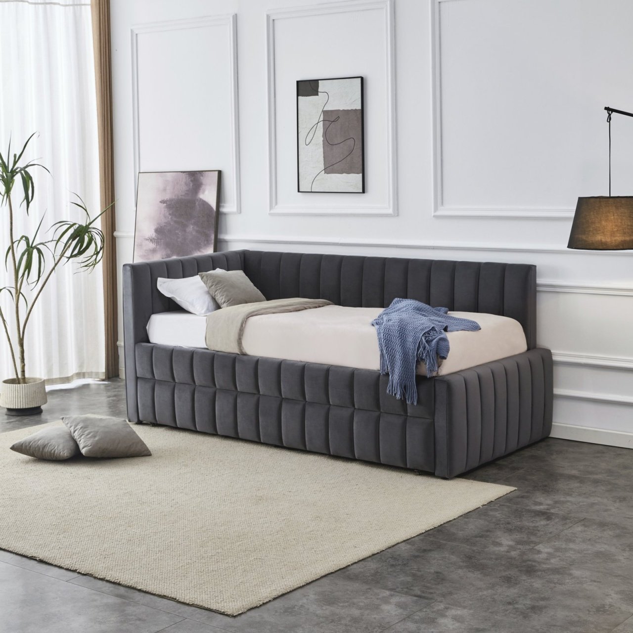 Pat/Canapea Derby velvet gri 90x200 cm