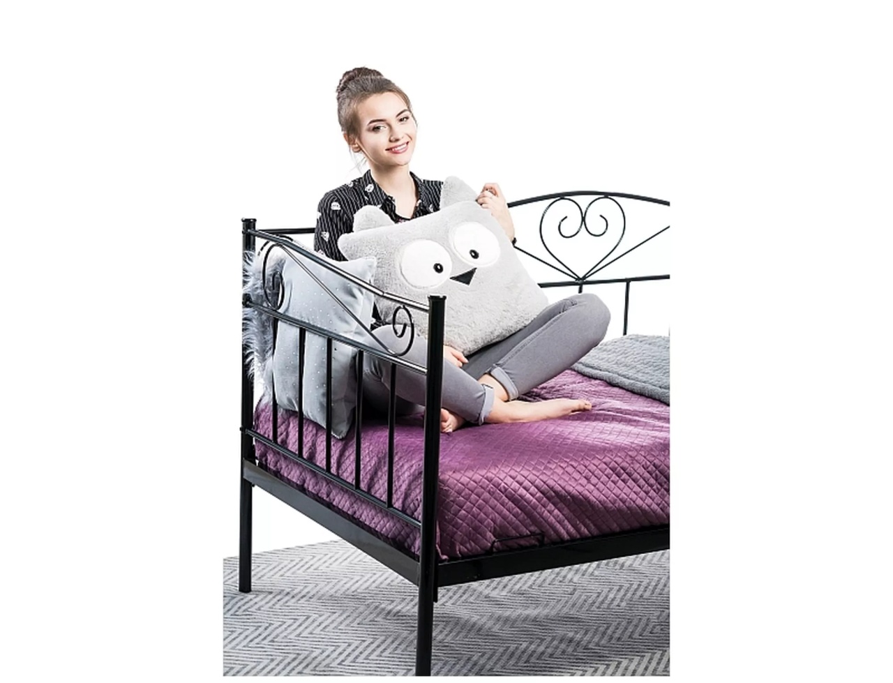 Pat metalic Birma negru 90x200 cm - 3 | YEO