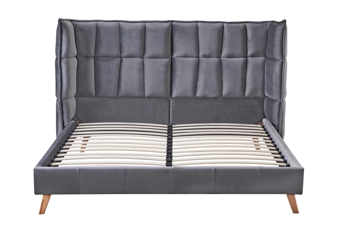 Poze Pat tapitat Scandino velvet gri – 160 x 200 cm