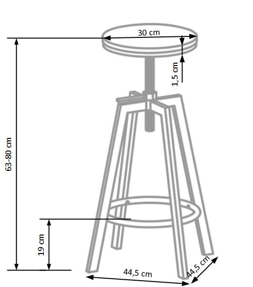 Scaun bar H-64 - H 63-80 cm - 2 | YEO