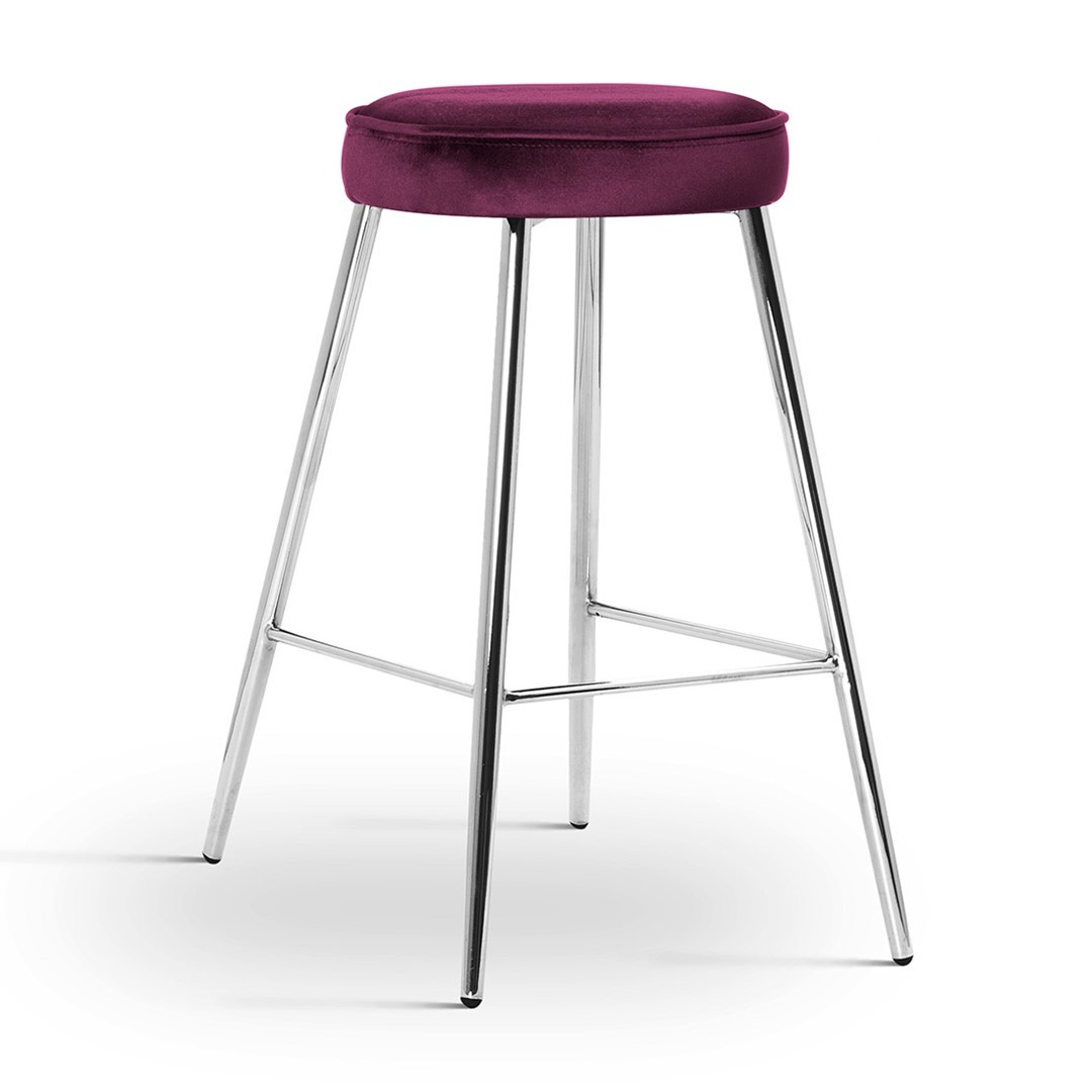 Scaun de bar Circo burgundy picioare silver - H68 cm