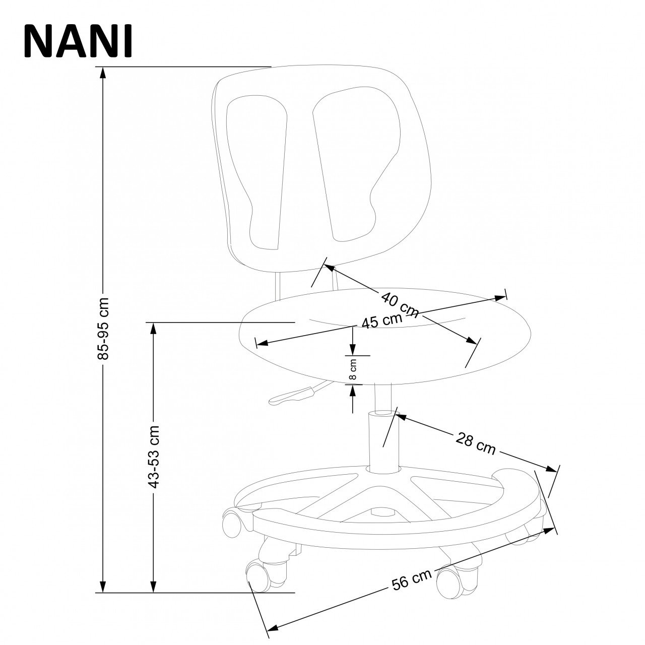 Scaun de birou copii Nani gri H95 cm - 1 | YEO