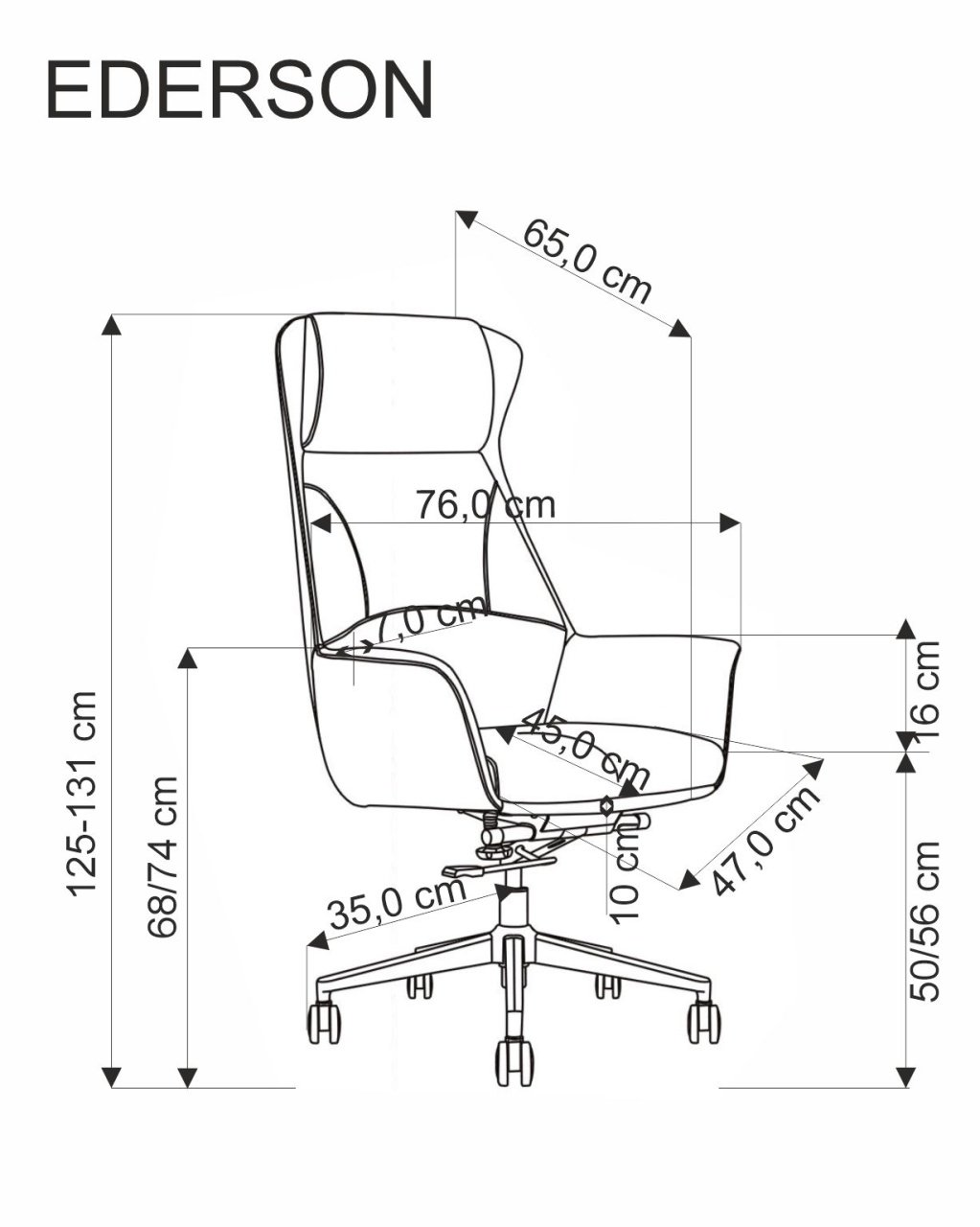 Scaun de birou Ederson piele ecologica cappuccino H131 cm - 3 | YEO