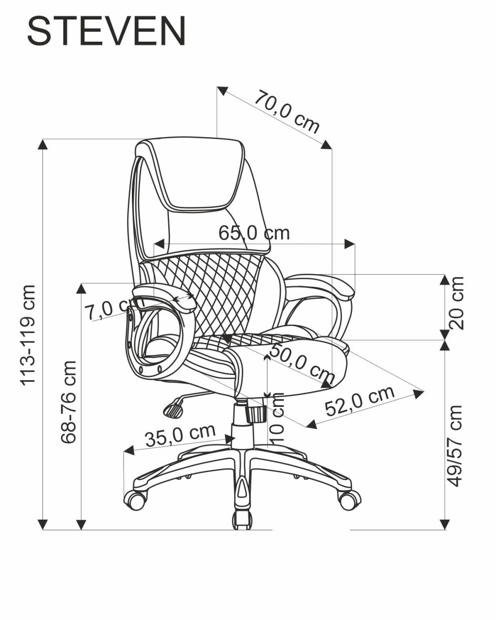 Scaun de birou Steven negru/gri H119 cm - 2 | YEO