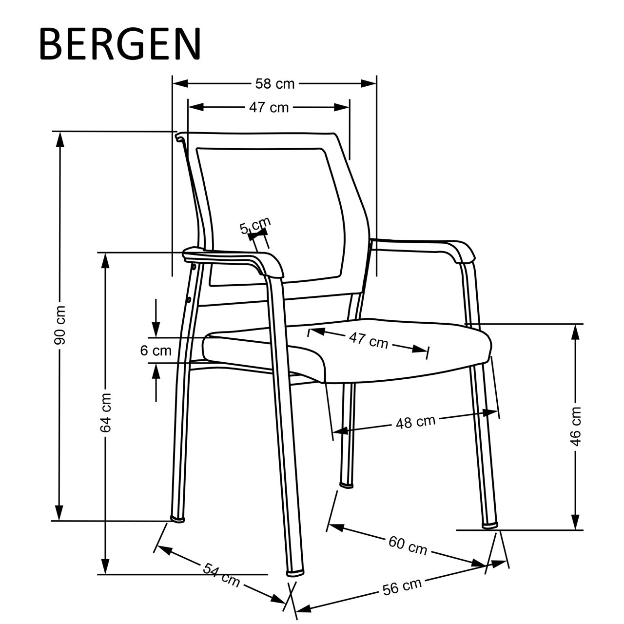 Scaun tapitat Bergen negru - 4 | YEO