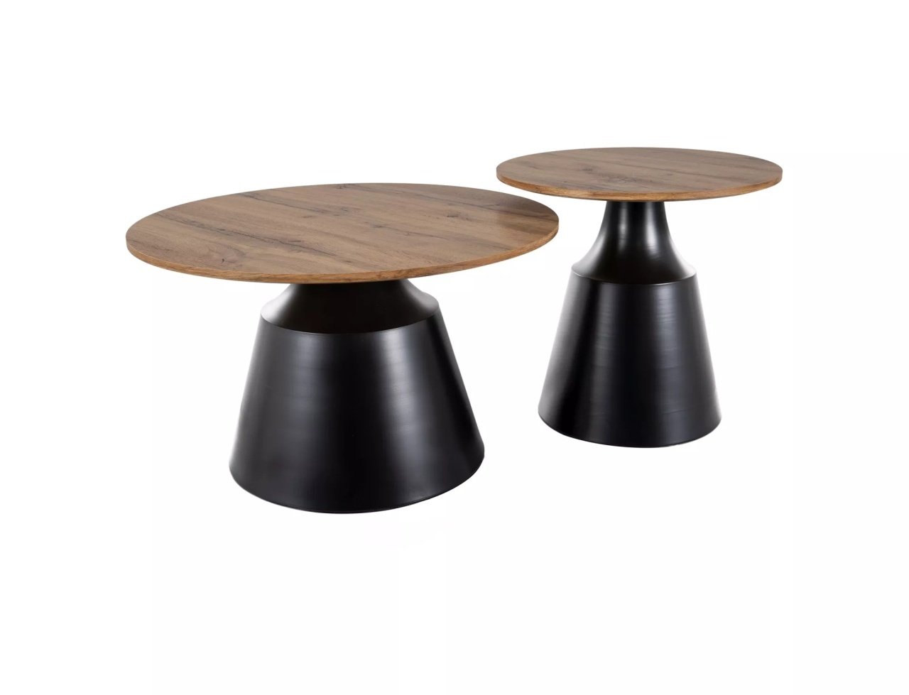 Set 2 mese de cafea Itaka stejar artizan/negru ø50/ø70